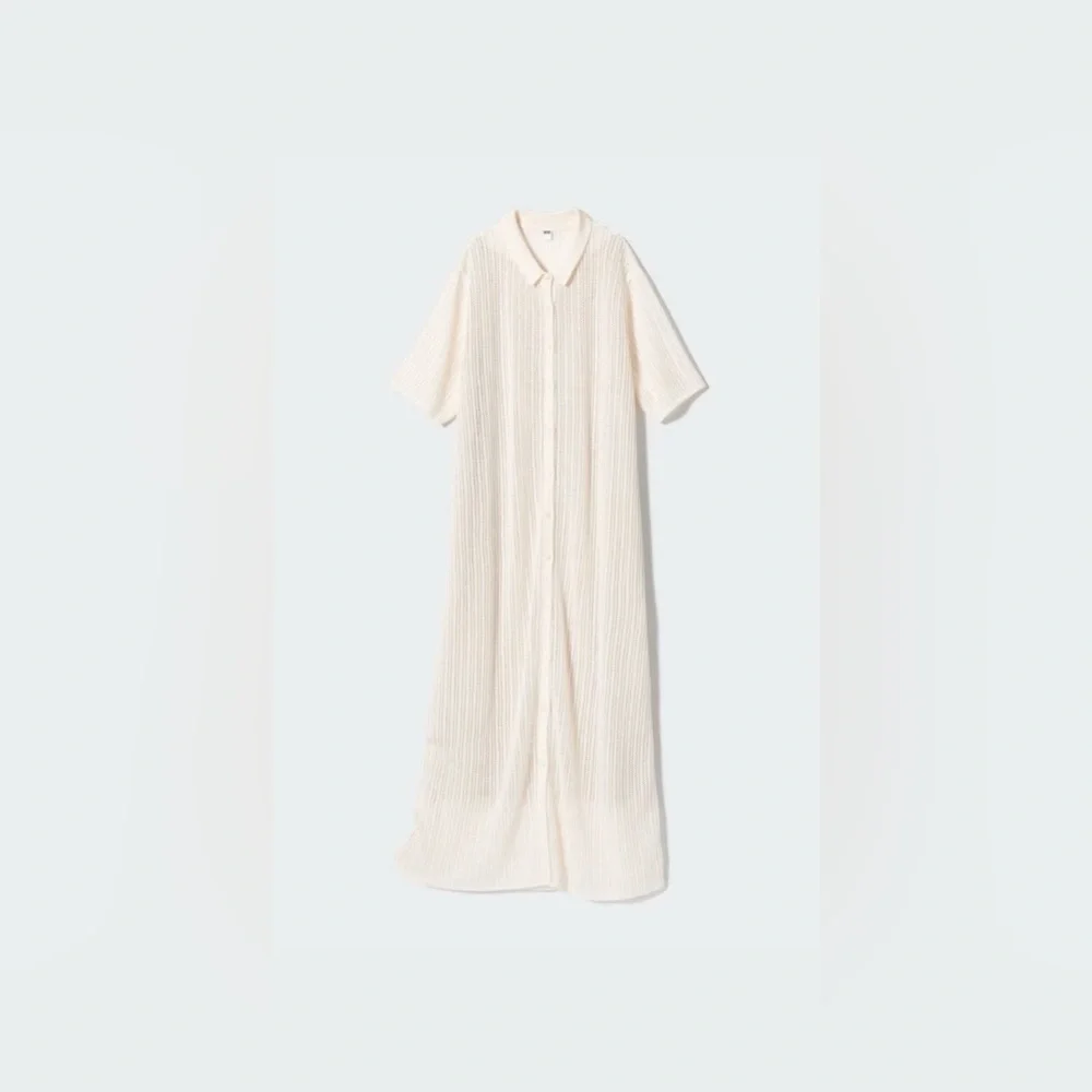 Uniqlo Cream Lace Knit Short Sleeve Dress, size large - Picture 2 of 12